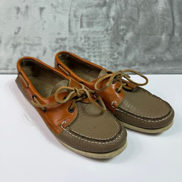 Dooney & Bourke Pebbled Leather Boat Shoes Womens 7 Taupe Leather‎ Loafer - Picture 1 of 15
